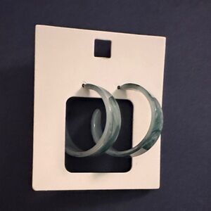 Green Marble Hoop Earrings